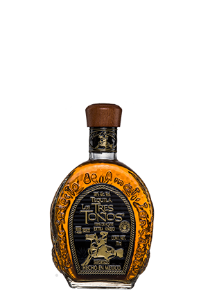 Tequila Tres Toños Extra Añejo with the traditional bottle