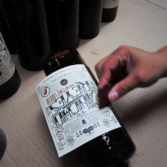 The labeling of the beautiful Ancho Reyes Original bottle