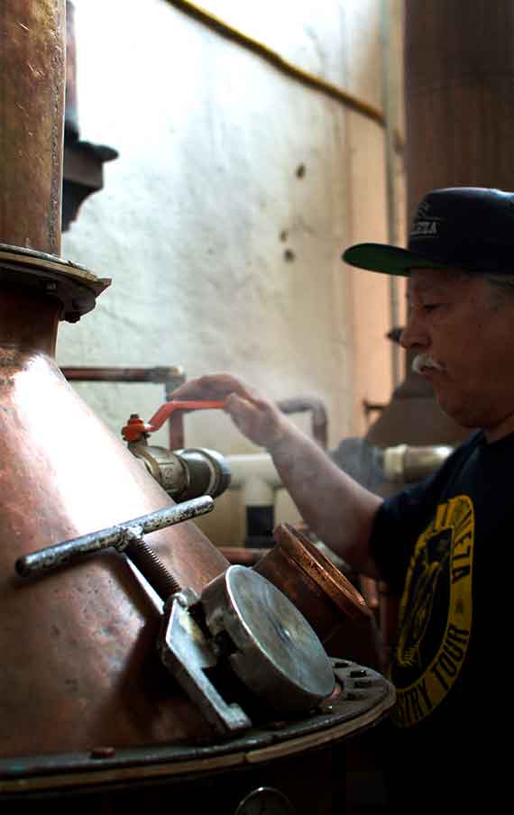 The copper still for the distillation